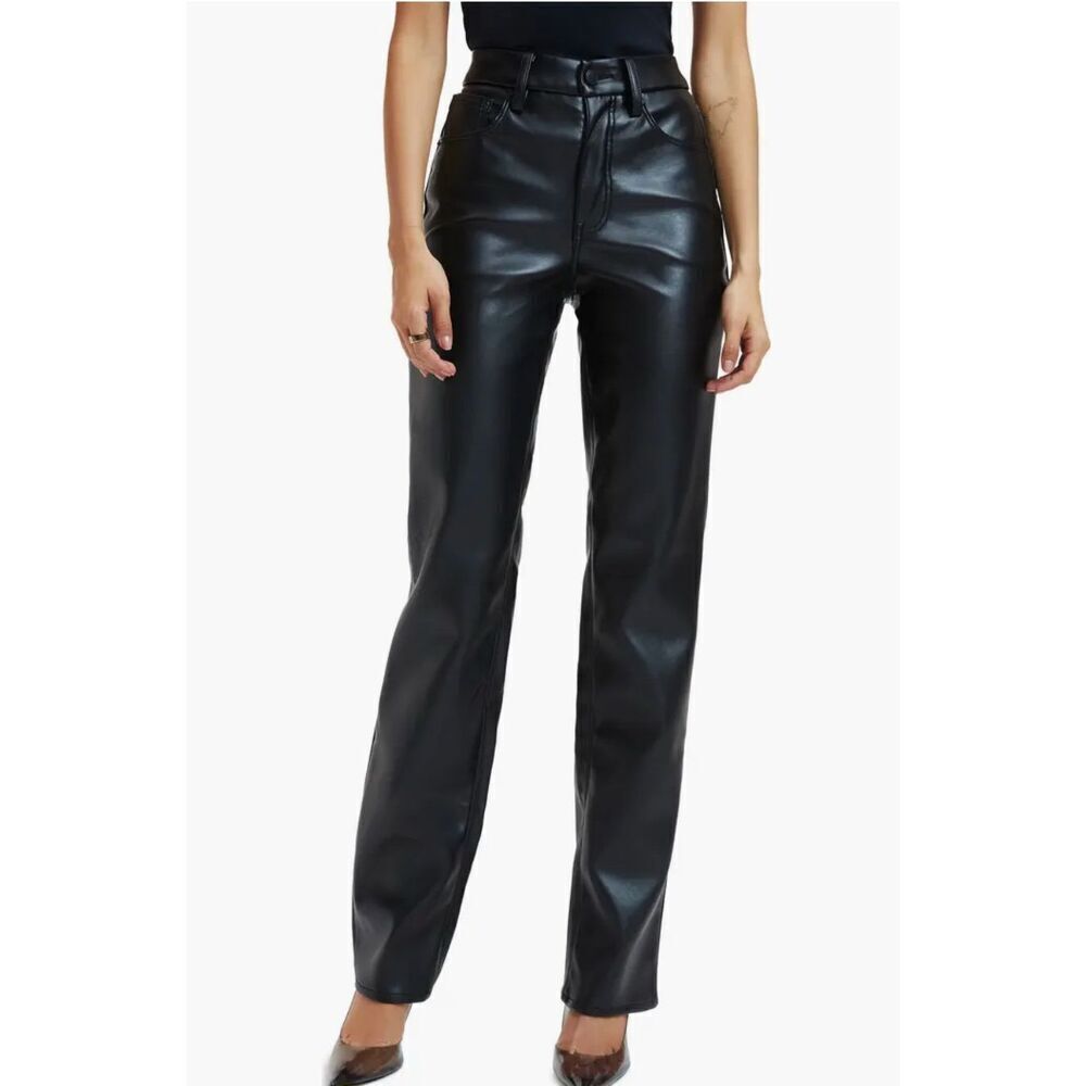 Good American‎ Women's Black Faux Leather Pants Size 8/29 NWT